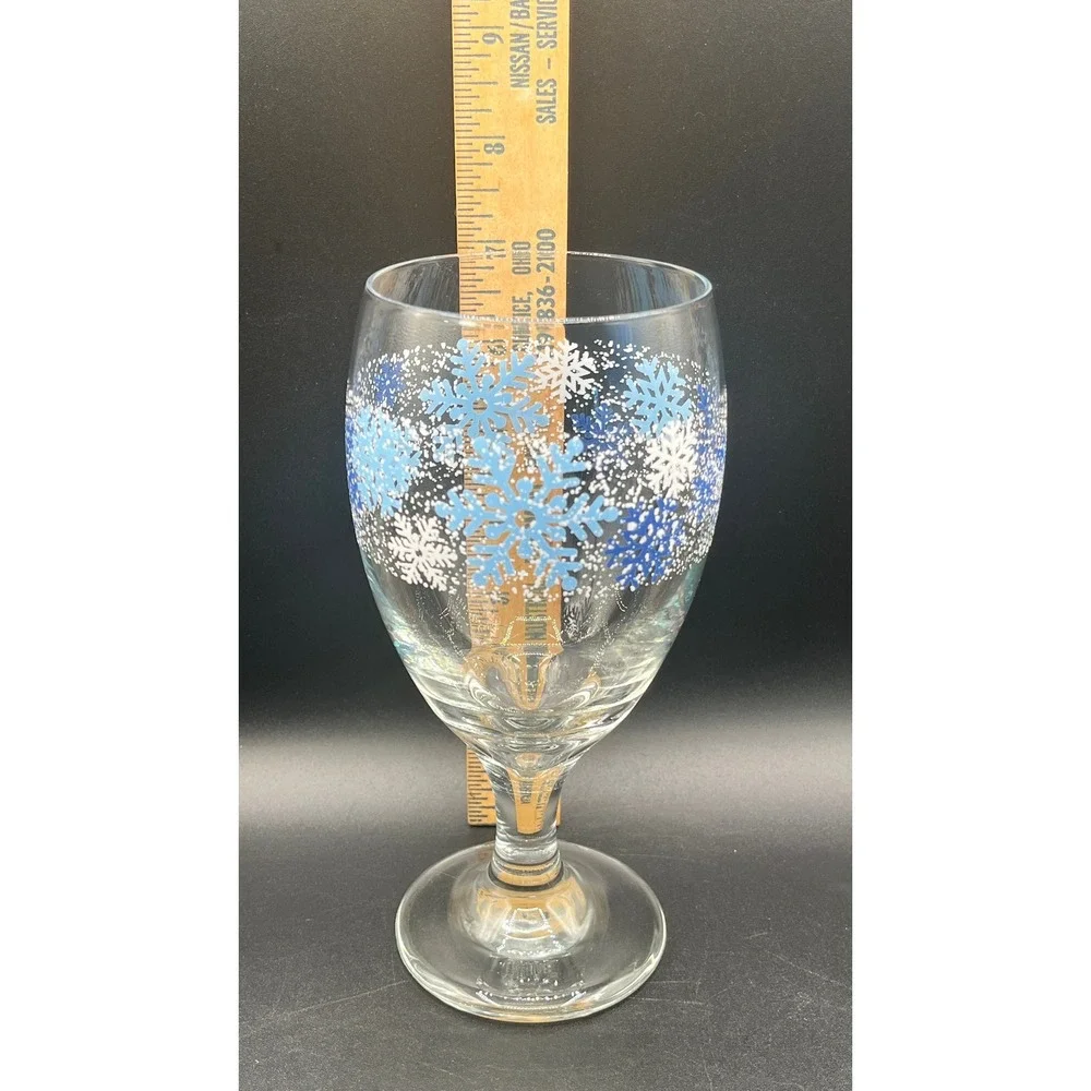 Set‎ of 4 Vtg LIbbey Snowflake Water Iced Tea Glasses Wine Goblets 16 oz. 7